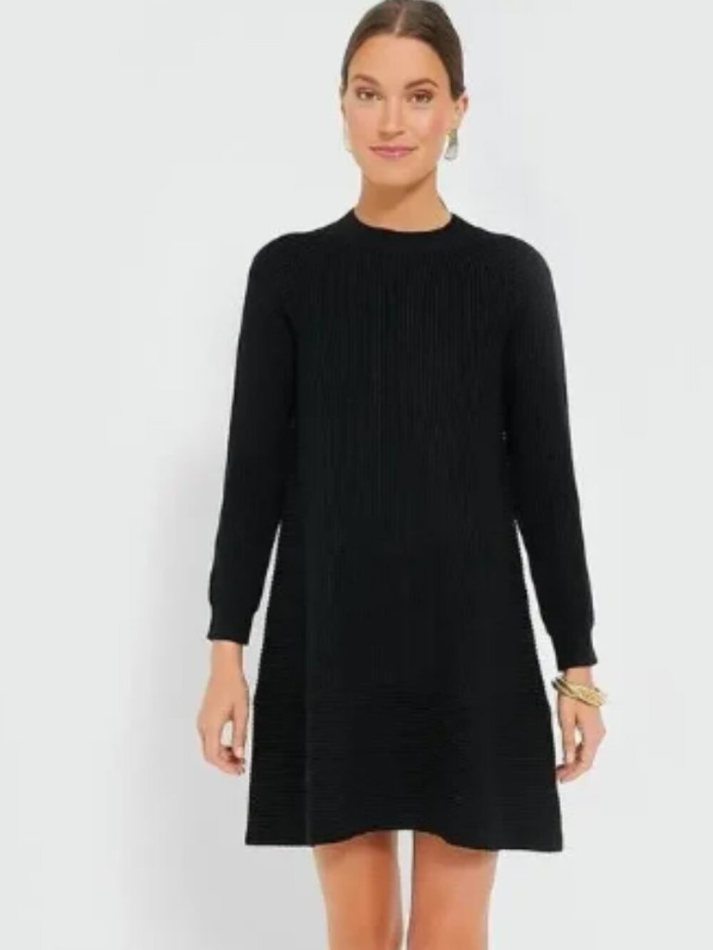 Tuckernuck Pomander Place Ainsley Sweater Dress Black Ribbed Knit XL Mini
